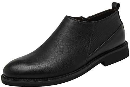 ANUFER Uomini Inteligente Vera Pelle Scarpe da Sera Cerniera Laterale Vintage Basso Stivali Nero SN070377 EU41