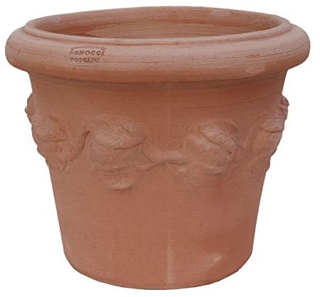 STONE art & more Esclusivo vaso per piante in terracotta, colore limone, diametro 25 cm, altezza 21 cm, resistente al gelo