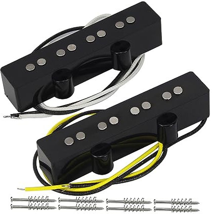 FLEOR Micros Alnico 5 JB Bass Jeu de micros manche et chevalet pour basse électrique 4 cordes style JB, noir
