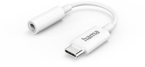 Hama USB C to 3.5 mm Jack Headphone Adapter (Audio Adapter, AUX Adapter, USB-C to Headphone Jack, Jack Socket, for Samsung, Huawei, iPad) White