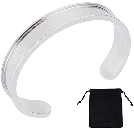 UNICRAFTALE 1 Stück Edelstahl Gerillte Manschettenarmbänder Blank Armband Für Inlay 50-60 mm Verstellbare Leere Offene Armreifen Für Die Herstellung von Edelstein Leder Inlay Armbändern