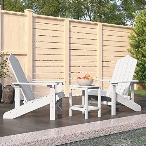 homiuse Adirondack-Gartenstühle mit Tisch HDPE Weiß Adirondack Chair Adirondack Stuhl Holz GartenmöBel Loungesessel GartenstüHle Armlehnstuhl Gartenstuhl Holzstuhl Gartensessel Holz 73x83x92 cm