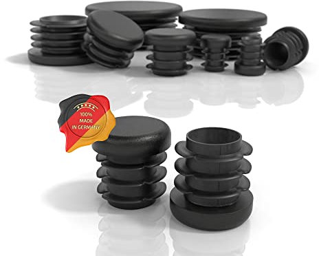 PD® Lamellenstopfen Rund 22mm für Rundrohr - Runde Endkappen aus PE Kunststoff - Rohrstopfen 22mm zur Rohrabdeckung von Stahlrohr, Edelstahlrohr, Alurohr & Aluprofil - Rundstopfen Schwarz - 4 Stück