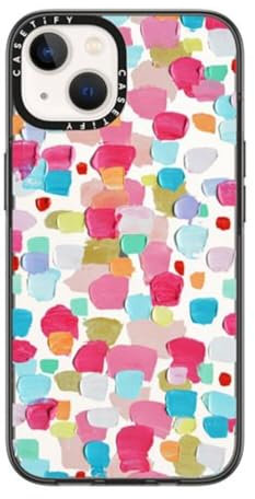 CASETiFY Compact iPhone 14 Case [2X Military Grade Drop Tested / 4ft Drop Protection] - Magenta Confetti - Clear Black