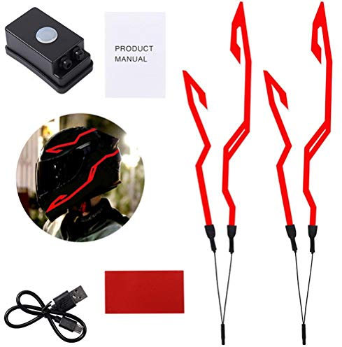 SPYMINNPOO Motorradhelm-Licht, Reflektierende Aufkleber LED-Nachtlichthelm EL Kaltlichthelm LED-Licht (Rot)