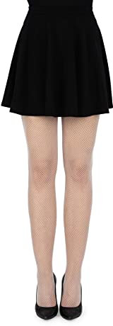 looksy Medias de Rejilla Mujer Pantimedias Italianas Finas Sexy de Cintura Alta Pantis Malla Cruzada Elegante Fiesta Moda, Bianco, M/L