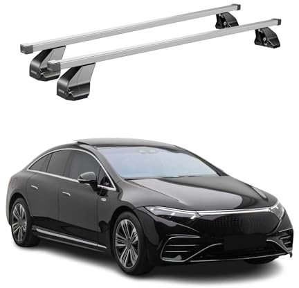 OMAC Menabo Dachträger für Mercedes EQS V297 2022-2026 Stahl Silber | DIN 75302:2019 & ISO/PAS 11154:2006 geprüft, Abschließbar, City-Crash-getestet, bis 75 kg Traglast, Querträger, Grundträger