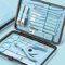 Leipple Maniküre Set Professionelles Nagelknipser Kit Pediküre Kit -18 stücke Pflegeset aus Edelstahl Nagelpflege Werkzeuge mit luxuriöser Leder Reisetasche (Blau)