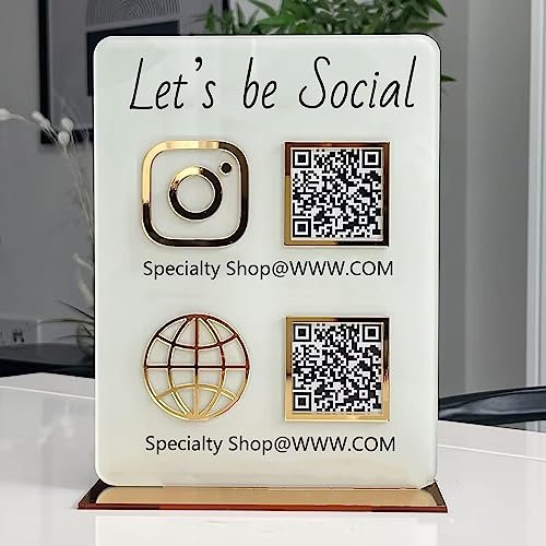 Personalisiertes QR-Code-Schild für Unternehmen, personalisierbar, Multi-Scanner-to-Bezahlung, Display-Halter, Acryl, Instagram, Facebook, Venmo, Cashapp, Zelle, Logo, Ständer, Schönheitssalon-Dekor