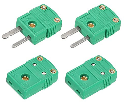 sourcing map K Typ Thermoelement Draht Steckverbinder Stecker Buchse Adapter Hohe Temperatur 220°C(428°F) für Thermoelement Sensor Fühler Grün 2 Set