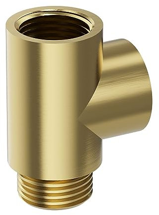 Brushed Brass T Piece Adapter for Radiator Towel Rails Duel Fuel