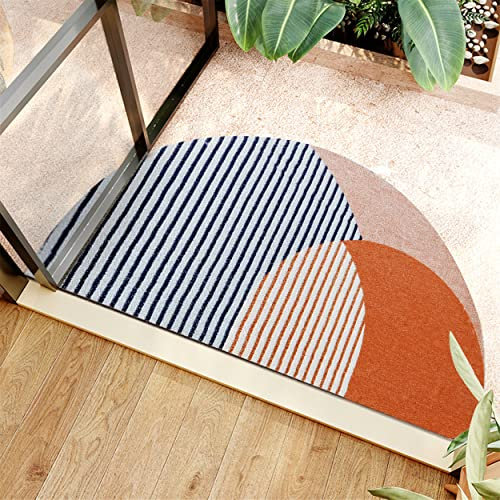 Bioputty 60x40 CM Half-Circle Doormat Indoor Extra Durable Boho Half Round Front Door Mat Entrance,Semi-Circular Welcome Doormat for Entry,Thin Front Door Mats Outdoor for Entryway Rug Outdoor Mat