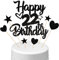 Conruich Tortendeko 22. Geburtstag Mann, Kuchendeko Happy 22th Birthday Schwarz, Glitzer Kuchen Topper 22. Geburtstag Ballons Konfetti Papierfächer für Geburtstagstorte Deko 22 Jahre Frauen Männer