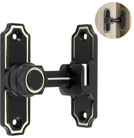 CosyCaya Heavy Duty Gate Latches 90/180 Degree Right Angle Barn Door Lock Glow at Night, Anti-Theft Sliding Door Lock Latch for Wooden Fence Garden Bathroom Outdoor Garage Window Include Screw