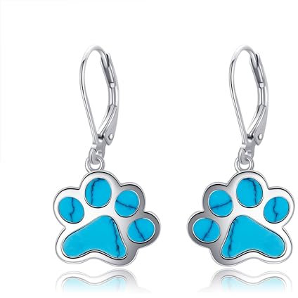 Pfote Print Ohrringe für Frauen Sterling Silber Nette Katze Hund Pfote Print Ohrringe für Mädchen