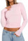 WINKEEY Essentials T-Shirt Maglietta a Manica Lunga Donna Maglia Sexy Elegante Camicia Basic Shirt Y2K Crop Top Slim Fit Girocollo Maglie, Rosa XS