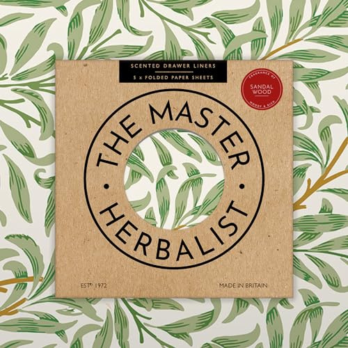 The Master Herbalist | Duftendes Schrankpapier Sandelholz | Schubladeneinlagen | William Morris Design | 5 Blatt | Mit ätherischen Ölen