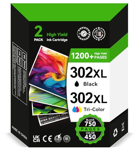 302XL Druckerpatronen Kompatible für Original HP 302 Druckerpatronen Schwarz und Farbe Multipack, 302 XL für Envy 4525 4520 4522 4523 OfficeJet 3830 3831 3833 5230 DeskJet 3630 3636 3638 3639 1110