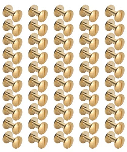 50 Set Leder-Befestigungsset, Ledernieten, Chicago-Bindeschrauben, Nieten für Bindung, Gürtel, Riemen, Kragen, Rückenschrauben, Lederwerkzeuge (10x10mm)