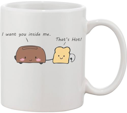 Functon+ Tazza in ceramica con scritta I Want You Inside Me, colore: bianco