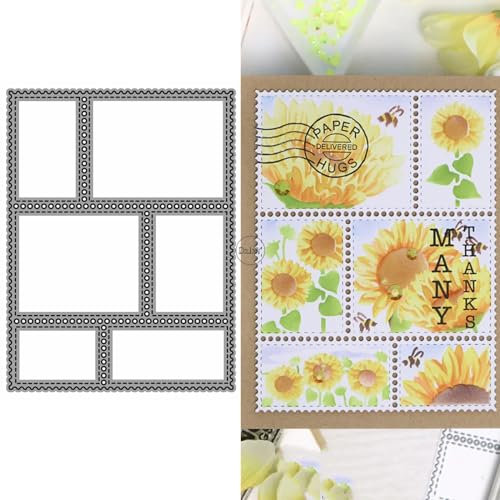 DzIxY Metall-Stanzschablonen mit geometrischem Stempelrand für Kartenherstellung, Prägepapier-Stanz-Set, Scrapbook-Schablonen, Zubehör, Maschinenvorlagen