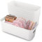 Cartlant 6 Pack Small Storage Baskets, Narrow Bathroom Plastic Storage Box Long White Containers with Handle, Cupboard Cabinet Organiser for Kitchen Shelves Drawers Bedroom, 27.5×10.5×9.5cm