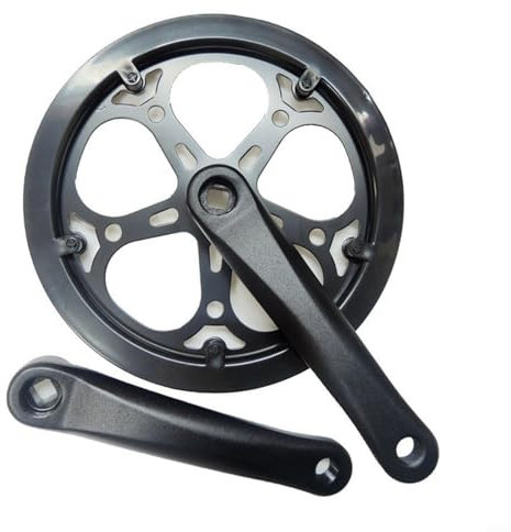 FACAIIO Juego de bielas de agujero cuadrado, juego de bielas de bicicleta de un solo plato para bicicletas eléctricas, de carretera, , bielas de una sola velocidad de 170 mm de longitud, cadena 48T