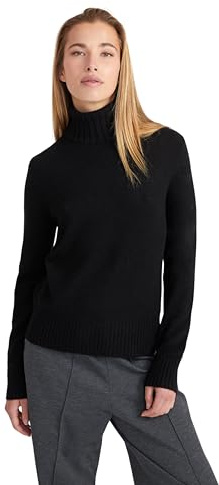 Style & Republic Damen Rollkragenpullover aus 100% Kaschmir, Regular-Passform, stilvoller Premium-Cashmere-Strickpullover für Herbst und Winter, schwarz M