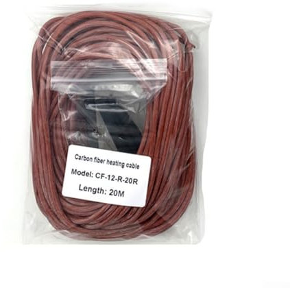 Hasaller Kohlefaser-Heizleitung 12K 33 Ohm Infrarot-Silikonkabel Hochtemperaturbeständig 200°C Elektrische Bodenheizung Selbstregulierend Flexibel Wasserdicht für Innen- und Außenbereich(20 m)