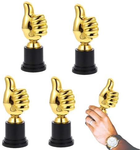 SVOCK 4 Pièces Trophees et Coupes, Trophée Bravo, Mini-Trophée Récompense Enfant, Trophées en Plastique Support Medaille, Trophée Personnalisé pour Diverses Compétitions Sportives, Récompenses, Fêtes