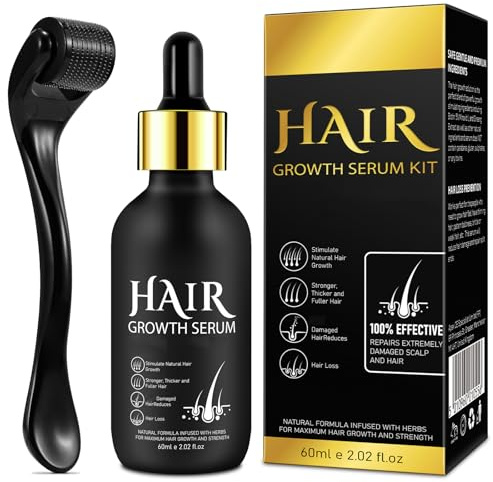 Bartroller Bartwuchs Haare Bartöl 0,5 mm Bartroller, Bartpflege Set FüR MäNner, Biotin Beard Oil Stimulieren & StäRken Bart Und Haarwachstum, Bartwuchsmittel MäNner Bartwuchs-Set 60ml