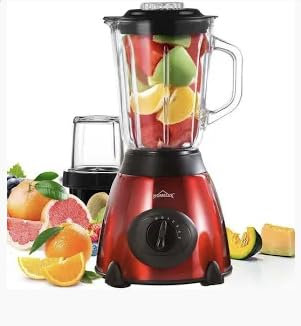 Licuadora de Vidrio con Molinillo 5 Velocidades 800w Acero Inoxidable (Rojo)