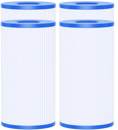 AQUALTRA Swimming Pool Filter Type A or C Compatible with 29000E/59900E, Easy Set Pool Filters, 8 x 4 1/4 Inches Pool Filter Cartridges, 4 Pack