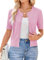 Newshows Short Sleeve Cardigan for Women UK Summer Cropped Cardigan Knitted Buttons Down Bolero Shrug Hot Pink,M