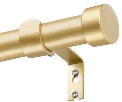 KAMANINA Gardinenstange Gold 80 to 365 cm Lang, 25 mm Durchmesser Vorhangstange Ausziehbar mit Einfachen Endkappen für Fenster, Schlafzimmer, Wohnzimmer