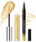 Jutqut Gold Glitter Mascara and Eyeliner Set, Diamond Waterproof & Durable Eyeliner, Volume & Curling Shimmer Mascara, Liquid Metallic Sparkling for Eye Make up, Eye Liner for Wedding or Party
