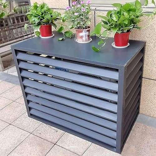 YLANMEI Aluminum Alloy Outdoor Air Conditioner Cover, Louver Dust Cover, Waterproof, Suitable For Air Conditioner Outdoor Unit, Grey, 110*60 * 80cm