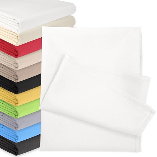 Bettlaken OHNE Gummizug 70 x 140 cm Weiß (85% Baumwolle 15% Poly) Betttuch Glatte Betttücher Baumwolle Laken Haustuch Leintuch