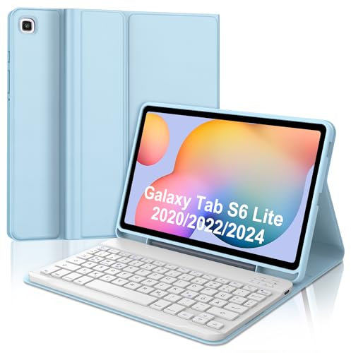 IVEOPPE Tastatur für Samsung Galaxy Tab S6 Lite 2024, Hülle mit Tastatur Galaxy Tab S6, Bluetooth Magnetischer QWERTZ Keyboard Samsung für S6 Lite 10.2 Zoll 2024/2022 (SM-P610/P615/P613/P619), Blau