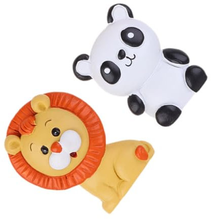 CHILDWEET 2pcs Animal Cake Toppers Lion Panda Decorations for Birthday Edible Cake Adornments Resin Craft Gender Reveal Decorations