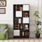 IANIYA Bücherschrank, Raumteiler Regal, Bücherregal mit Türen, Robustes Stahlglas Design, Antikipp, für Wohnzimmer, Büro, Schlafzimmer, 80 x 35 x 165 cm, Schwarz-Weiße
