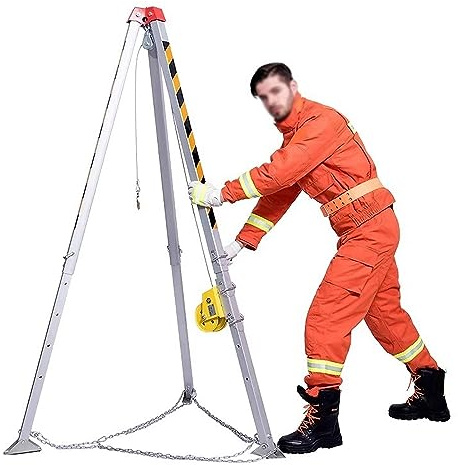 Notfall-Stativ-Rettungs-Set mit 1200/1800/1179,3 kg Seilwinde, Aluminium-Stativsystem mit 1,8 m langem Kabel, verstellbare Beine und Füße, 299,4 kg sichere Tragkraft
