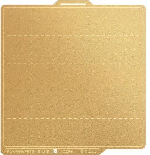 YOOPAI Plaque d'Impression PEI 257x257mm Texturée Dorée avec Repères de Dimension, Lit Magnétique Double Face à Ressort pour Bambu Lab X1C/X1/X1E/A1/P1S/P1P Imprimantes 3D