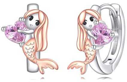 VONALA Einhorn/Faultier/Katze/Schwein/Kuh/Frosch/Hase/Koala Creolen Ohrringe, 925 Sterling Silber Tier Schmuck mit Rosa Zirkonia für Damen Mädchen Kinder