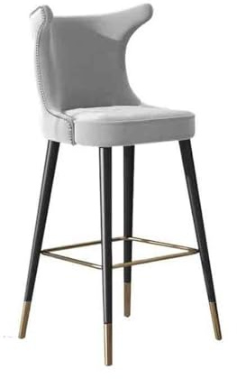 XPSHP25112 Hoher Küchensitz 75cm Carbon Stahl Hohe Bar Hocker Europäischen Luxus Vintage Empfang Stuhl(Grigio)