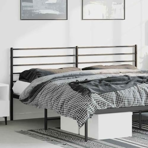 QJBSAVVA Kopfteil Bett 180x90cm Schwarz aus pulverbeschichtetem Stahl, Modernes Design mit runder Form, Robuste Rückenlehne für 180 cm breite Matratzen, Montagefreundlich für Schlafzimmer