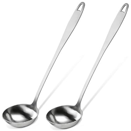 2 Stück Suppenkelle Edelstahl aus Hochwertigem 30 cm, Schöpfkelle | Zum Servieren und Schöpfen von Suppen und Eintöpfen, Schöpfkelle Edelstahl, Spülmaschinengeeignet, Saucen Schöpflöffel