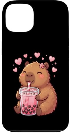 Hülle für iPhone 13 Kawaii Capybara Anime Boba Drink Bubble Tea für Kinder, Teenager und Mädchen