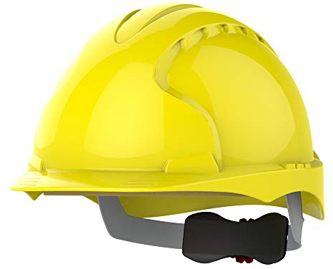JSP EVO3 Comfort Safety Helmet HardHat Wheel Ratchet NonVent Yellow UK made | Protection for construction, electrical and industry. Wheel ratchet adjustment, Comfort Plus Fabric harness. EN 397 certified