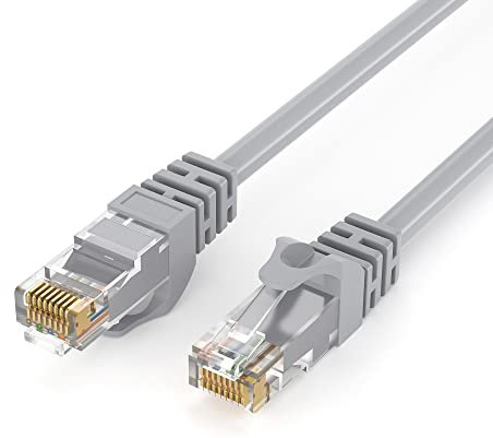 JAMEGA 10m CAT.6 Netzwerkkabel (RJ45) Patchkabel Ethernet Lan in grau| 1Gbit/s | 250MHz | kompatibel zu CAT.5 / CAT.5e / CAT.6